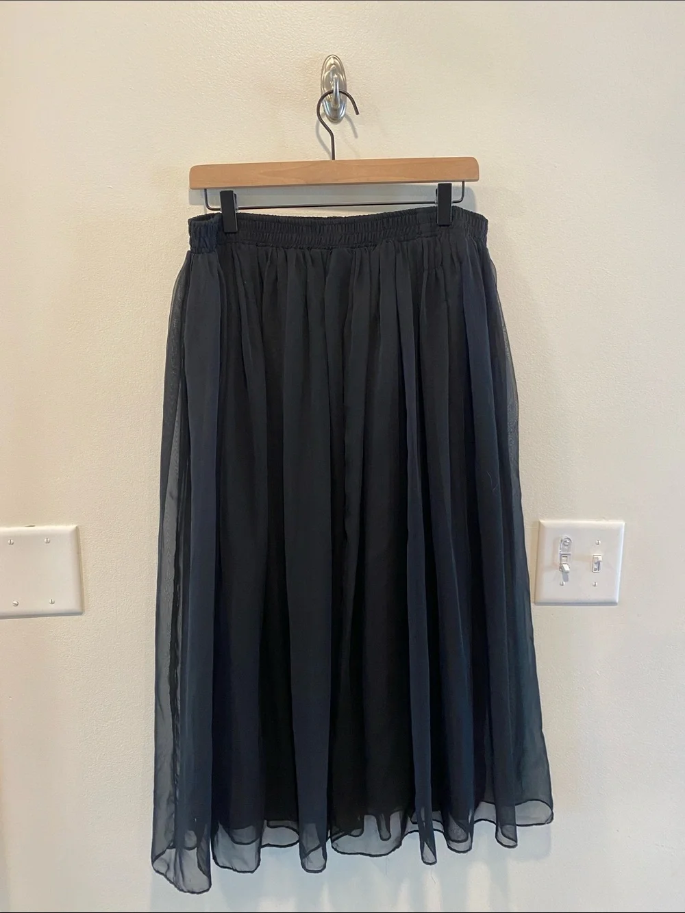 Vintage 90s Nicole Summers Sheer Chiffon Midi Skirt size XL Whimsigoth grunge